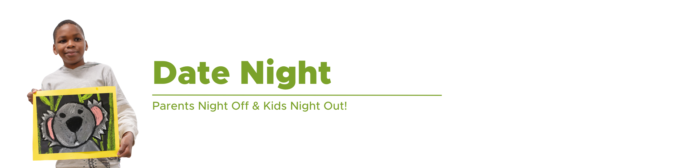 date night header image of boy with art