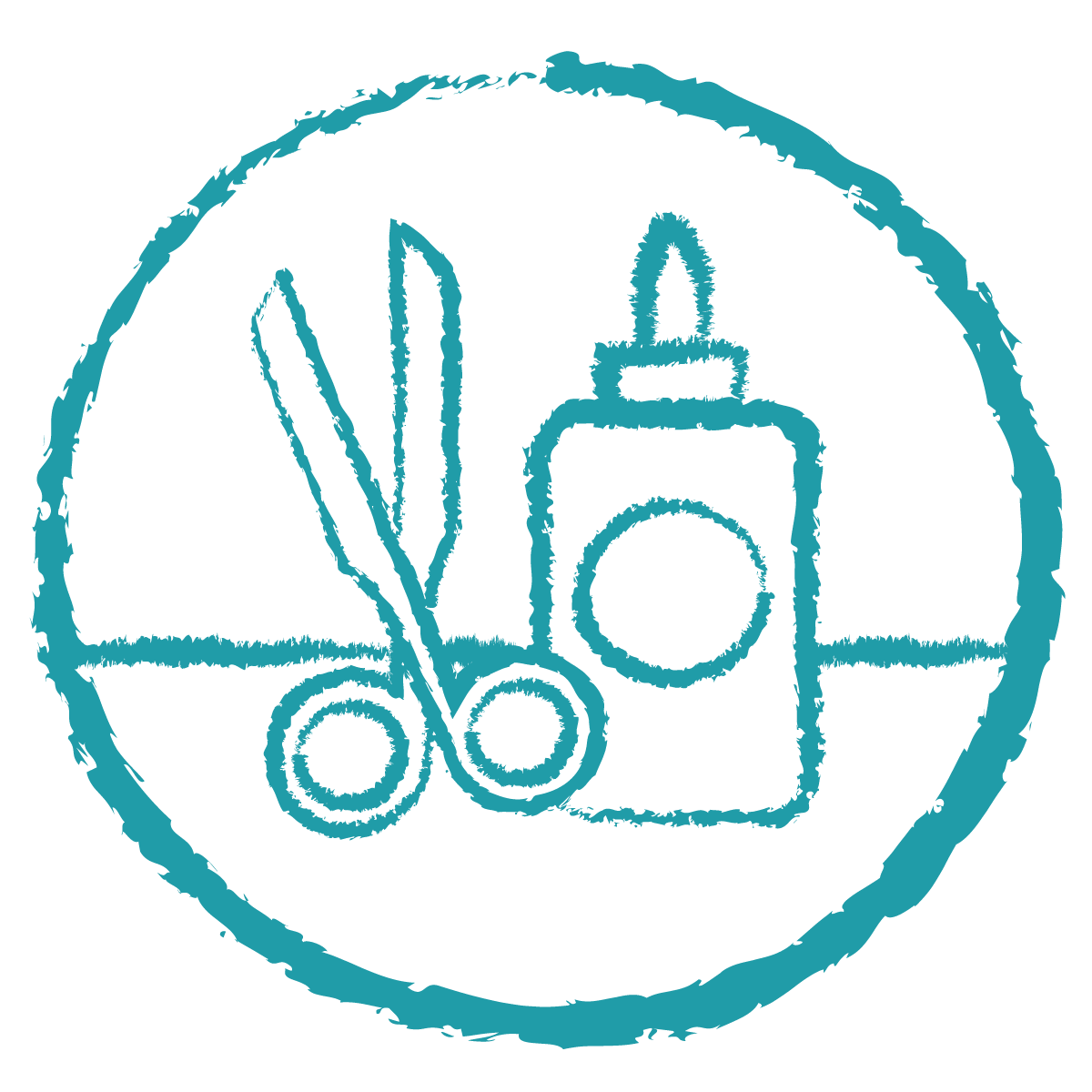 scissors and glue teal